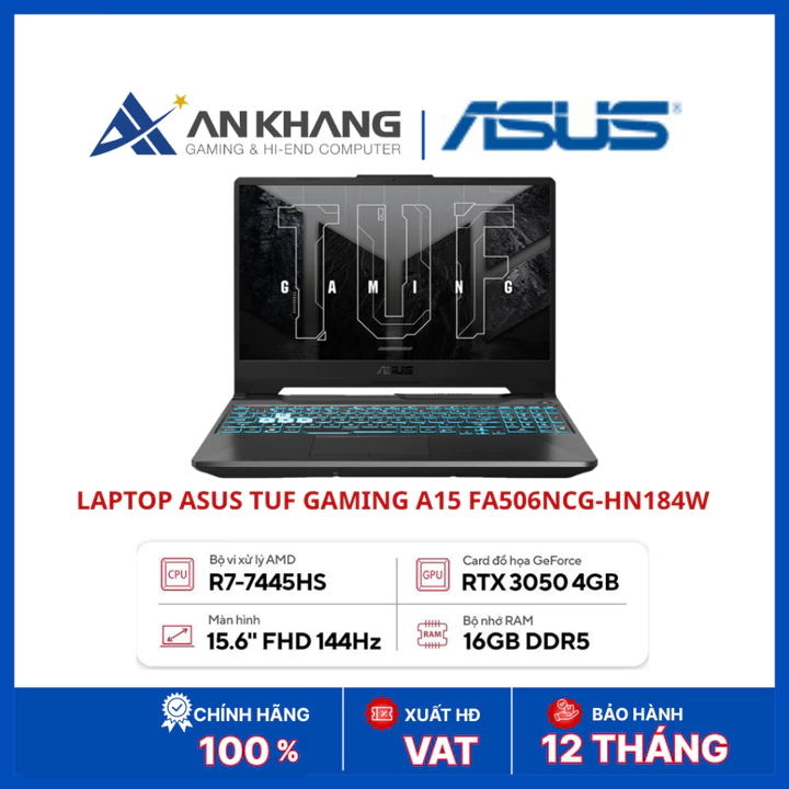Laptop ASUS TUF Gaming A15 FA506NCG-HN184W | Ryzen 7 7445HS | RTX 3050 4GB | RAM 16GB | SSD 512GB | 15.6” FHD 144Hz