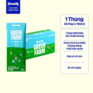 Thùng 48 hộp Sữa tươi nguyên chất tiệt trùng Green Farm 100% không đường Hộp 180ml