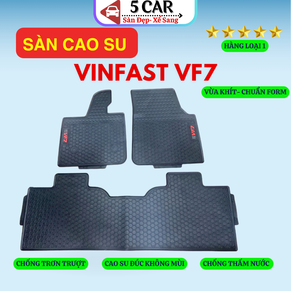Thảm Lót Sàn Cao Su Xe VINFAST VF7 - Cao su đúc Không Mùi , Vừa Khít Form Xe- Chống Nước, Dễ Dàng Lắp Đặt