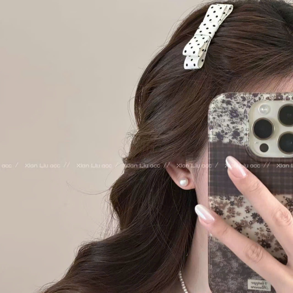 02 Lược Cài Tóc Nơ Chấm Bi Tạo Kiểu Dễ Thương