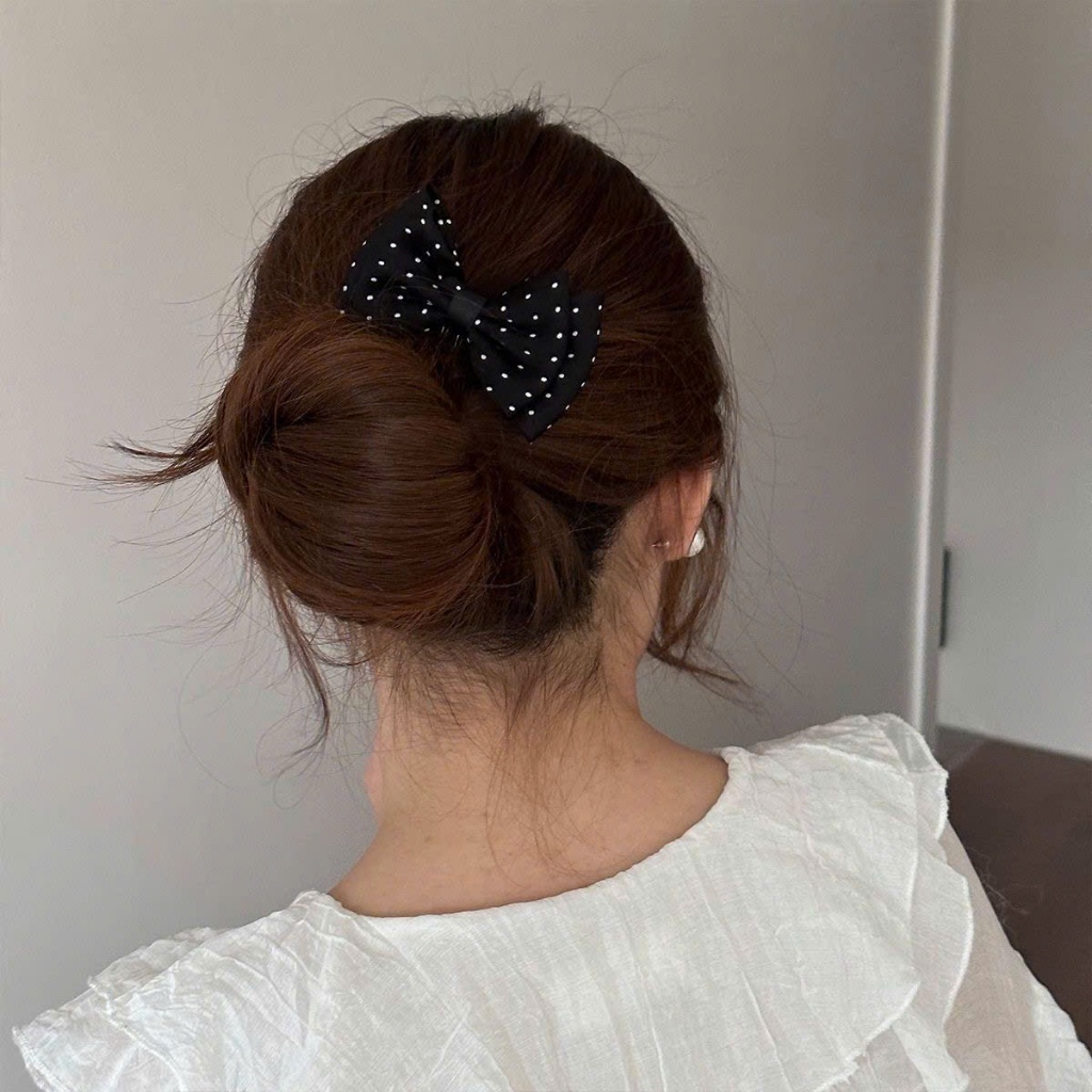 02 Lược Cài Tóc Nơ Chấm Bi Tạo Kiểu Dễ Thương