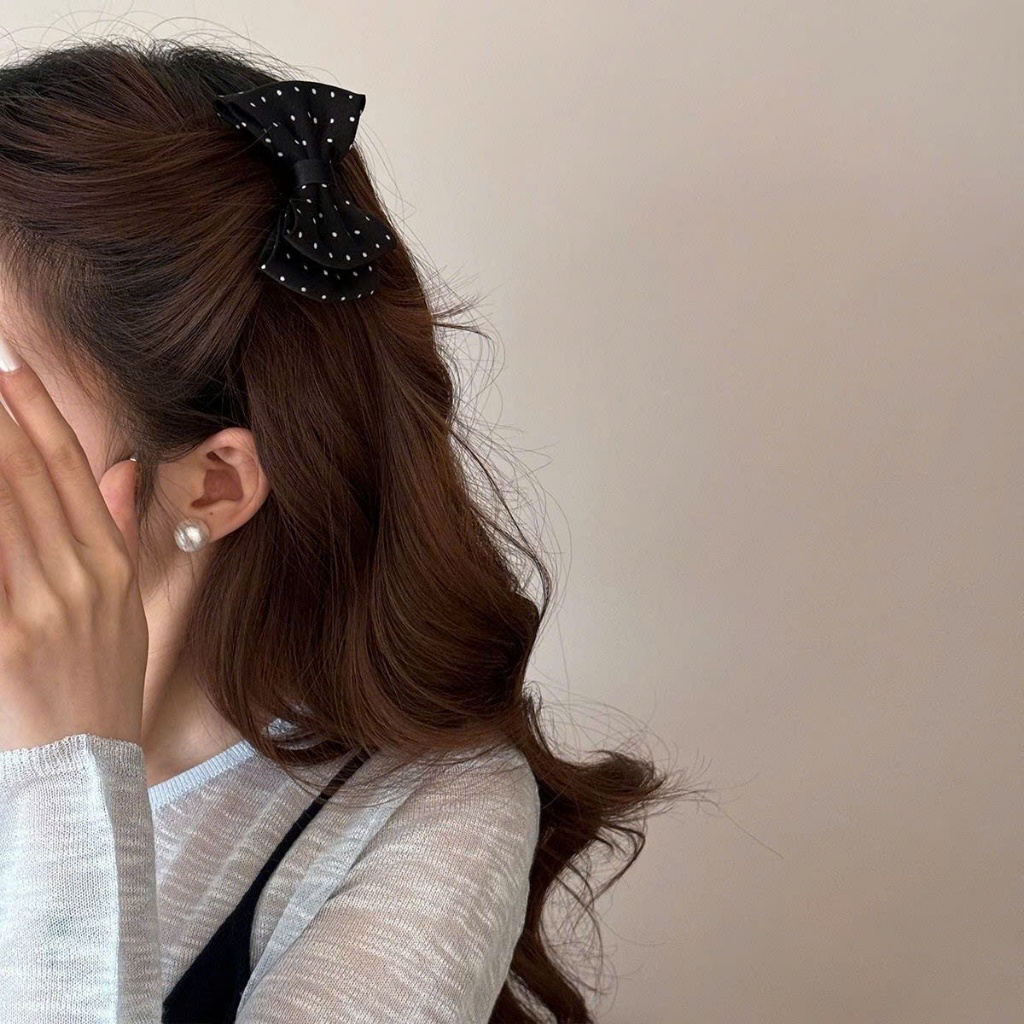 02 Lược Cài Tóc Nơ Chấm Bi Tạo Kiểu Dễ Thương