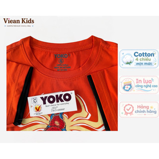 Đồ Bộ bé trai in spider man từ 13 - 27kg thun cotton mịn mát cao cấp - hãng YOKO