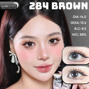 Lens mắt FB-284 Brown màu nâu loang trong trẻo tự nhiên, không viền, size nhỏ - LUNA EYES