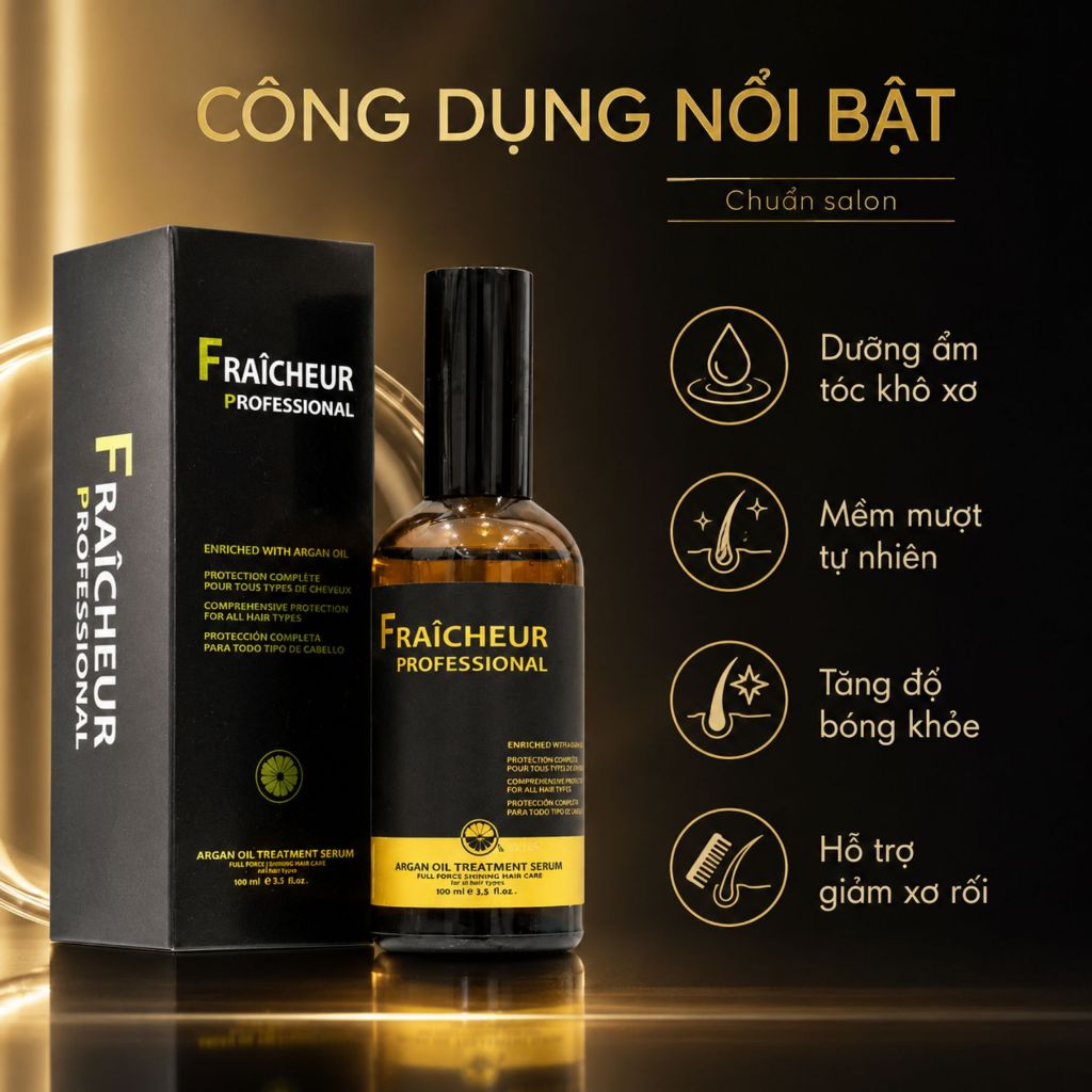 Tinh Dầu Dưỡng Tóc FRAICHEUR Argan Oil Treatment 15ml - 30ml - 50ml - 100ml | Dưỡng Ẩm Tóc Khô Xơ, Mềm Mượt Bóng Khỏe