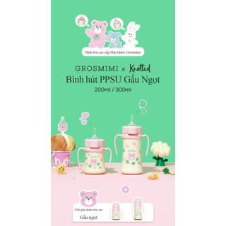 [GẤU NGỌT] Bình Tập Hút PPSU Grosmimi X Knotted 200/300ml - Nhập Hàn Chính Hãng