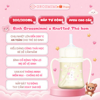 [Thỏ Kem] Bình Tập Hút Grosmimi x Knotted PPSU 200/300ml - Nhập Hàn Chính Hãng