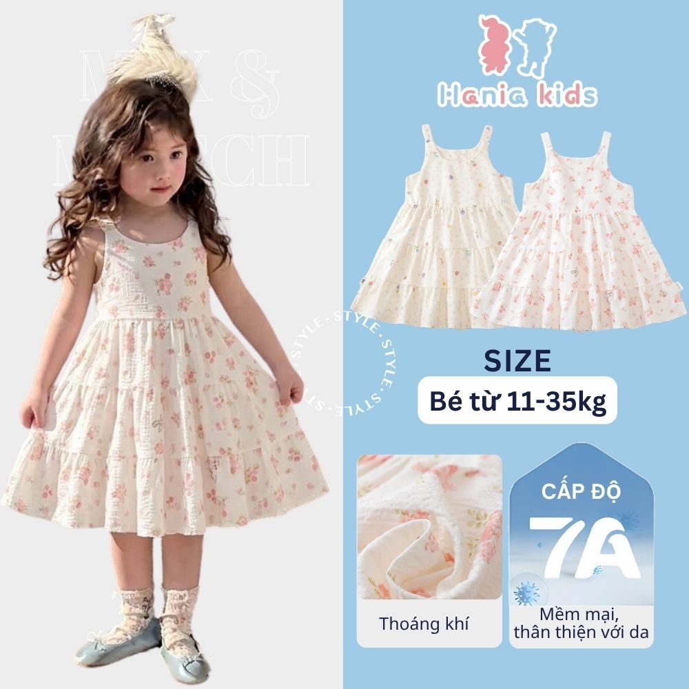 Váy Cho Bé Gái, Váy 2 Dây Bé Gái Họa Tiết Dễ Thương Chất Liệu Cotton Mềm Mại Thoáng Mát