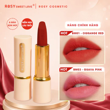 [TẶNG CỌ TÁN SON] SON SÁP LÌ ROSY SOFT BLUR MATTE - Lên màu chuẩn, mềm môi, son sáp lì, bền màu, lâu trôi, trang điểm