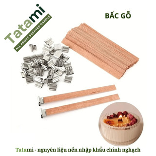 Bấc Gỗ Dày Kèm Đế Sắt TATAMI Tim Nến Gỗ Cao Cấp Cháy Đều Nguyên Liệu Làm Nến Thơm Handmade