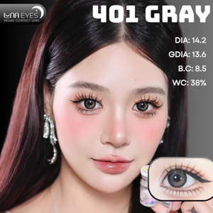 Lens mắt FC-401 Gray màu xám nâu viền đen nổi bật, size vừa - thương hiệu LUNA EYES