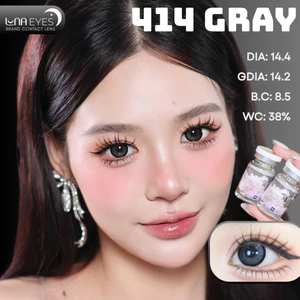 Lens mắt FC-414 Gray màu xám loang tự nhiên viền đen bản to, size to -thương hiệu LUNA EYES