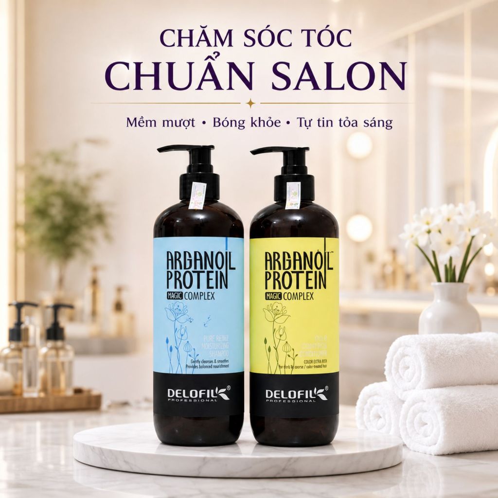 Combo Dầu Gội Xả DELOFIL 500ml - 800ml | Dưỡng Ẩm Tóc Khô Xơ, Sạch Thoáng Da Đầu & Mềm Mượt