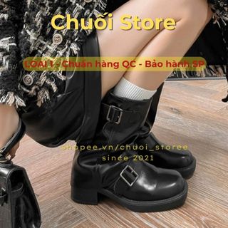 Giày boot nữ da PU tổng hợp dệt vải đế cao su cá tính dễ phối đồ thười trang trẻ trung