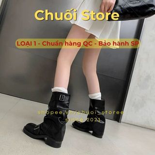 Giày boot nữ da PU tổng hợp dệt vải đế cao su cá tính dễ phối đồ thười trang trẻ trung