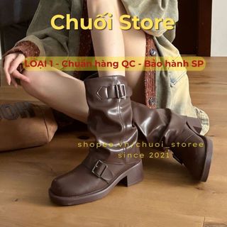Giày boot nữ da PU tổng hợp dệt vải đế cao su cá tính dễ phối đồ thười trang trẻ trung