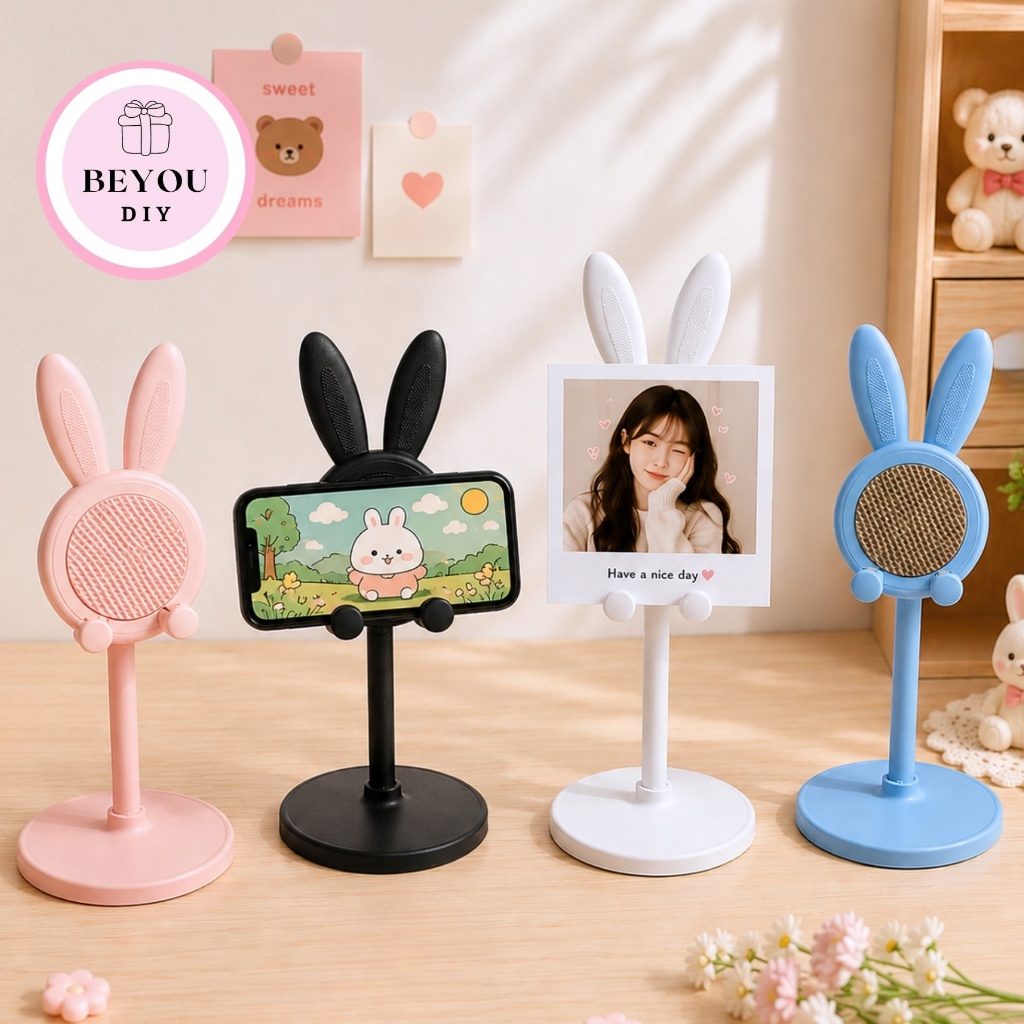Giá Đỡ Điện Thoại Hình Tai Thỏ Màu Pastel Dễ Thương, Giá Đỡ Điện Thoại, Kệ Để Ảnh Gọn Nhẹ Tiện Lợi
