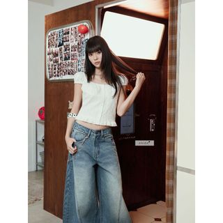 (HÀNG CHỜ 15 NGÀY) 𝐀𝐥𝐢𝐝𝐚 𝐉𝐞𝐚𝐧𝐬 - Quần jeans nữ ống cong form rộng wash màu Retro nhien.official NQJ00003