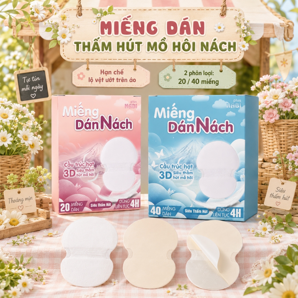 Miếng Dán Thấm Mồ Hôi Nách NABI Dùng 1 Lần, Miếng Lót Nách Áo Mỏng Nhẹ, Hỗ Trợ Hạn Chế Vệt Ẩm Và Ố Vàng