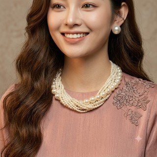 [ DAISYN ] N864 choker dây chuyền hạt ngọc trai nhân tạo 7 sợi , dây chuyền cưới, thiết kế dây chuyền ngọc trai nhân tạo