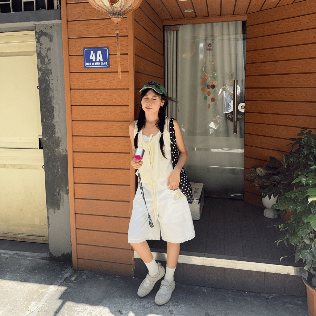 Quần lửng cạp trễ nữ SONNA HI - phối túi trước và gấu ren, chất cotton - DRAWSTRING CROPPED PANTS