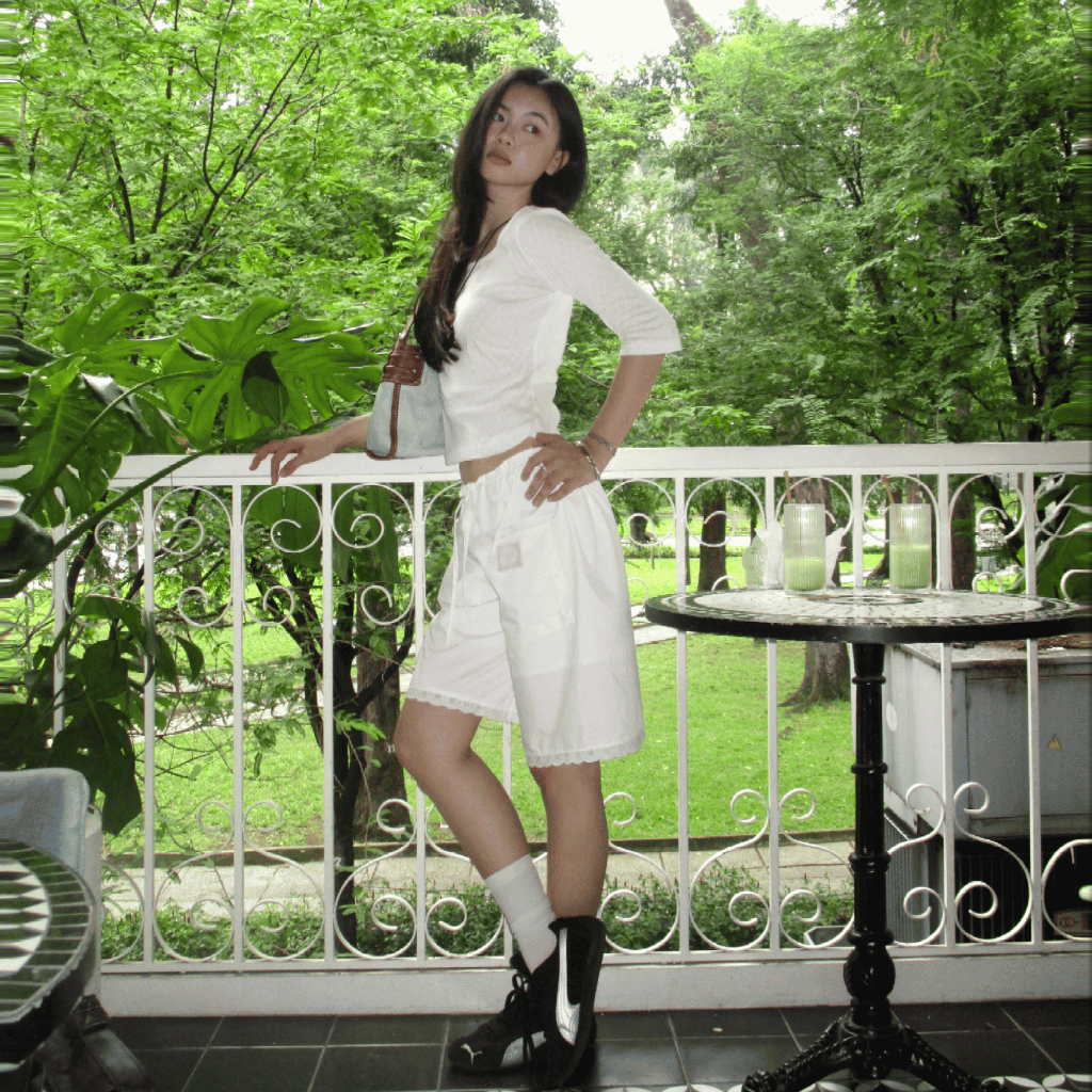 Quần lửng cạp trễ nữ SONNA HI - phối túi trước và gấu ren, chất cotton - DRAWSTRING CROPPED PANTS