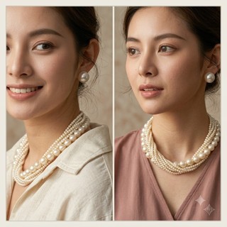 [ DAISYN ] N864 choker dây chuyền hạt ngọc trai nhân tạo 7 sợi , dây chuyền cưới, thiết kế dây chuyền ngọc trai nhân tạo