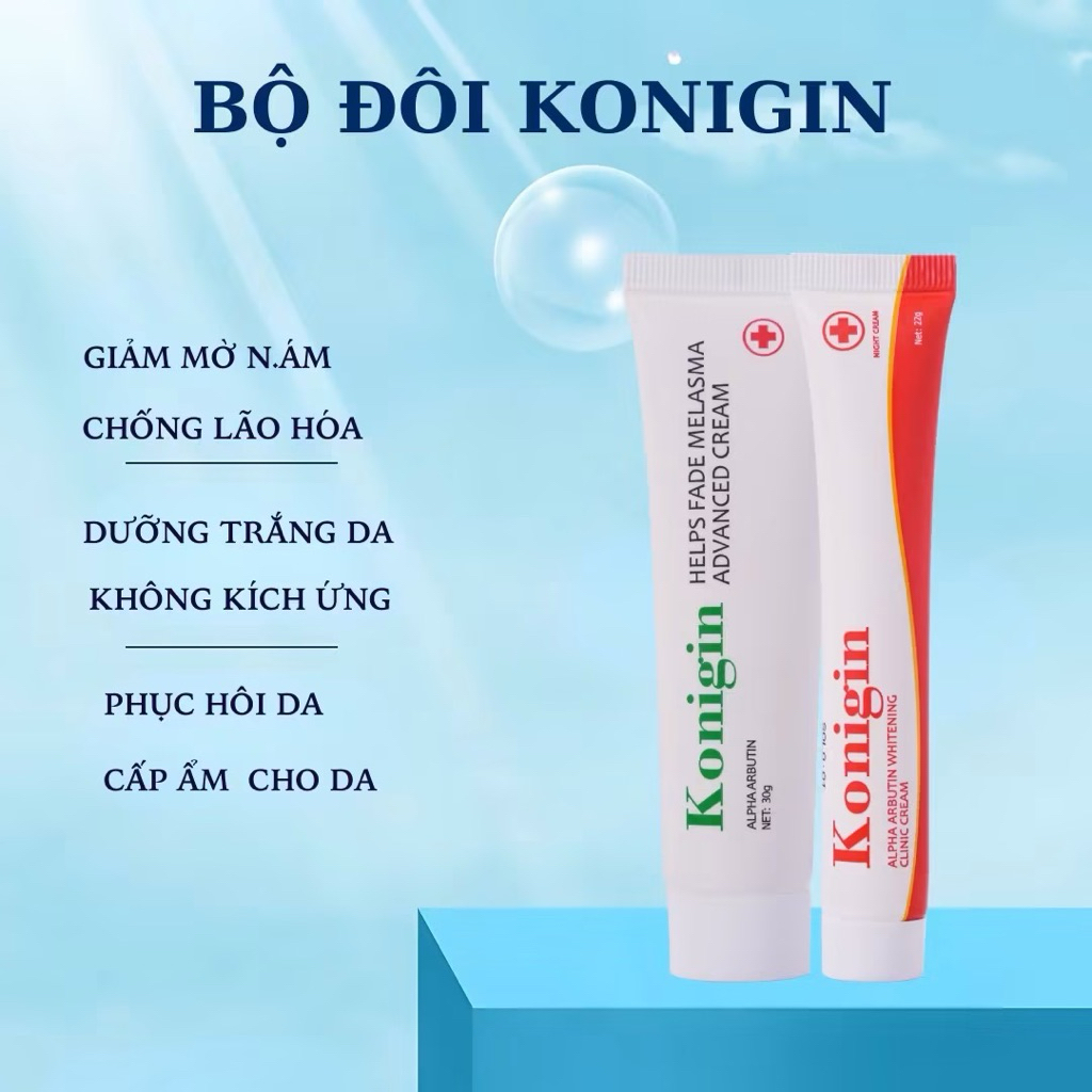 Kem Nám Konigin Hỗ Trợ Mờ Thâm Nám, Dưỡng Trắng, Cấp Ẩm Phục Hồi Da Bộ 2 Món