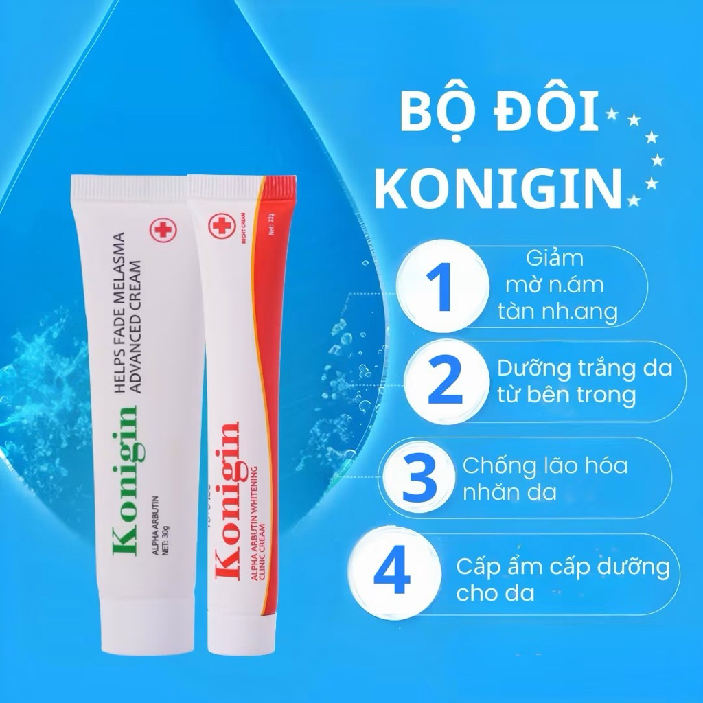 Kem Nám Konigin Hỗ Trợ Mờ Thâm Nám, Dưỡng Trắng, Cấp Ẩm Phục Hồi Da Bộ 2 Món