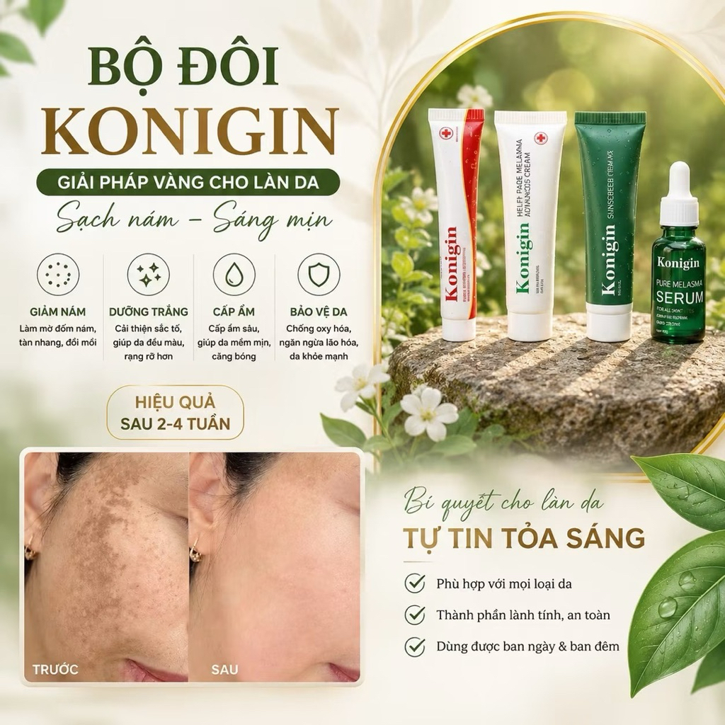Kem Nám Konigin Mờ Thâm, Dưỡng Trắng, Cấp Ẩm & Phục Hồi Da Bộ 4 Món