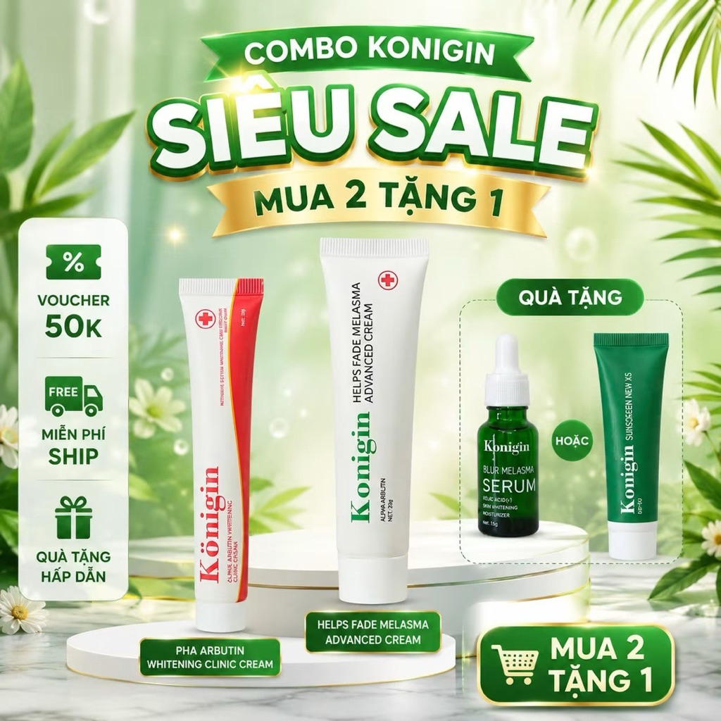 Kem Nám Konigin Mờ Thâm, Dưỡng Trắng, Cấp Ẩm & Phục Hồi Da Bộ 4 Món