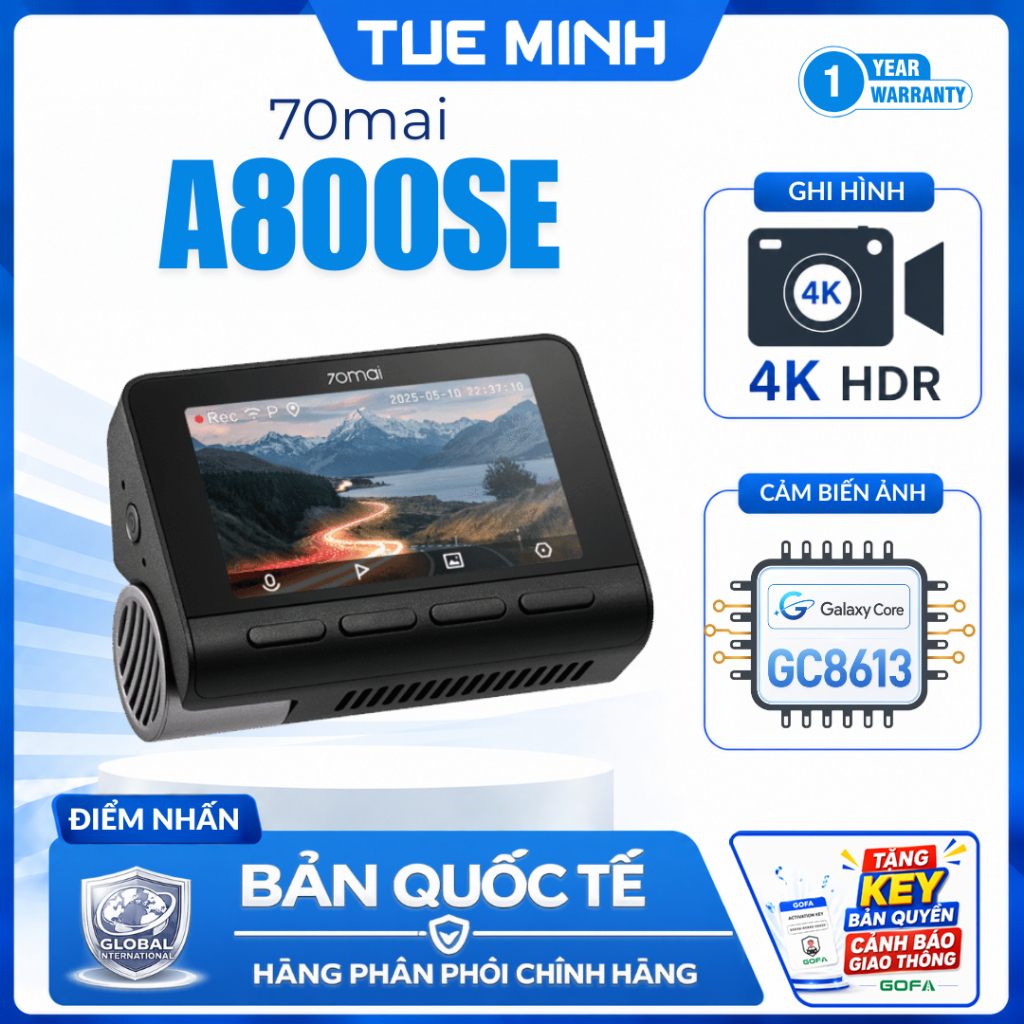 Camera hành trình ô tô 70mai A800SE – 4K HDR, chính hãng phân phối