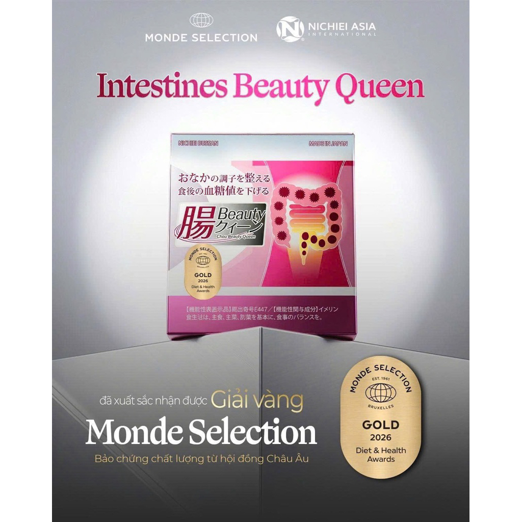 Gói uống Intestines Beauty Queen Nhật Bản- Men Inulin & Psyllium chất xơ tốt cho hệ đường ruột-Hộp 30gói