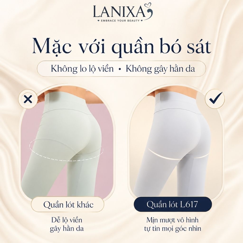 Quần lót nữ lọt khe su trơn trong suốt mềm mịn mỏng nhẹ viền ép đáy cotton kháng khuẩn khử mùi LANIXA L617