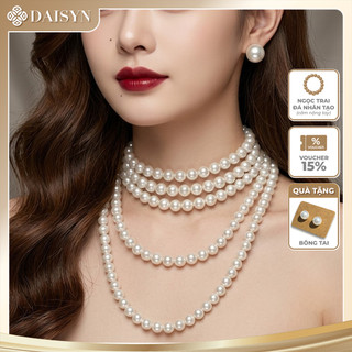 [ DAISYN ] N843 dây chuyền hạt ngọc trai nhân tạo 5 sợi, chuỗi hạt ngọc trai nhân tạo sang trọng