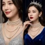 N843 dây chuyền hạt ngọc trai nhân tạo 5 sợi, chuỗi hạt ngọc trai nhân tạo sang trọng