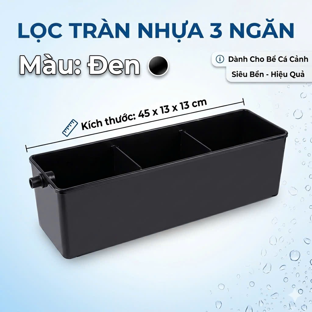 Combo Lọc Tràn Nhựa 45x13x13cm Kèm Vật Kiện Lọc, Chưa Kèm Bơm Nước (Lọc Cứng Cáp, Chắc Chắn)