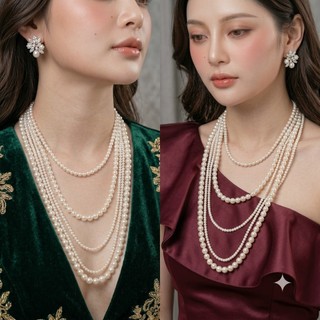 [ DAISYN ] N874 dây chuyền ngọc trai nhân tạo 5 sợi, dây chuyền cưới , thiết kế dây chuyền ngọc trai nhân tạo
