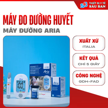 Máy Đo Đường Huyết Aria Italia Chính Hãng - Máy Thử Đường Huyết Tại Nhà Công Nghệ Cảm Biến Điện Hóa Bộ Nhớ 1000 Kết Quả