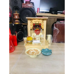 combo bàn thờ thần tài ông địa + đồ sứ