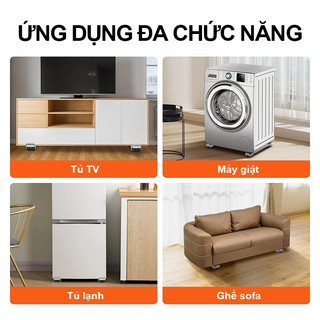 Chân Kê Máy Giặt 300KG Có Bánh Xe | Đế Kê Tủ Lạnh Chống Rung Chống Ồn Chịu Lực Đa Năng