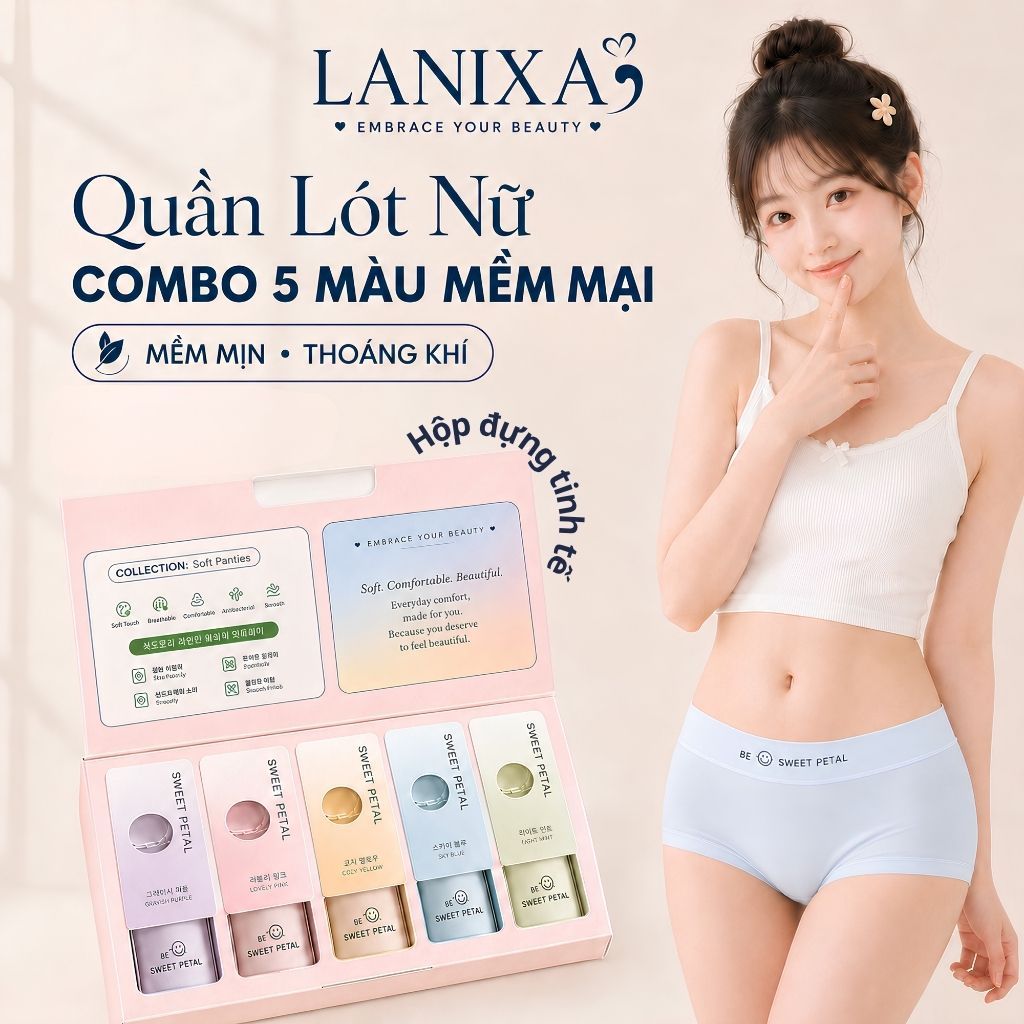 SET 5 Quần lót boxer nữ dáng đùi su cao cấp cạp cao tôn dáng viền mỏng nhẹ tàng hình L5422