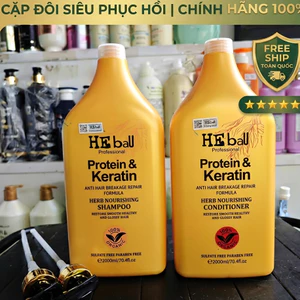 Cặp Dầu Gội Xả He BaU Professional Vàng Protein Keratin Anti Hair Breakage Dưỡng Tóc 2000ml
