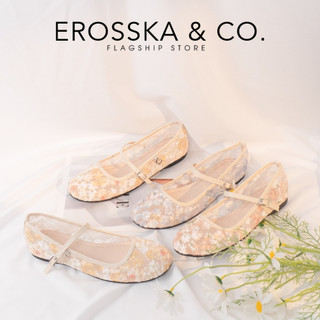 EROSSKA (Form 1.5) - Giày ballet core kiểu dáng ren lưới thêu hoa tone màu hồng trắng - EL131