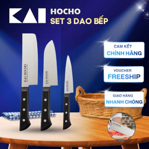 Set 3 Dao nhà bếp KAI Hocho cán nhựa PP cao cấp bằng thép không gỉ Indian Hocho Kitchen Knife