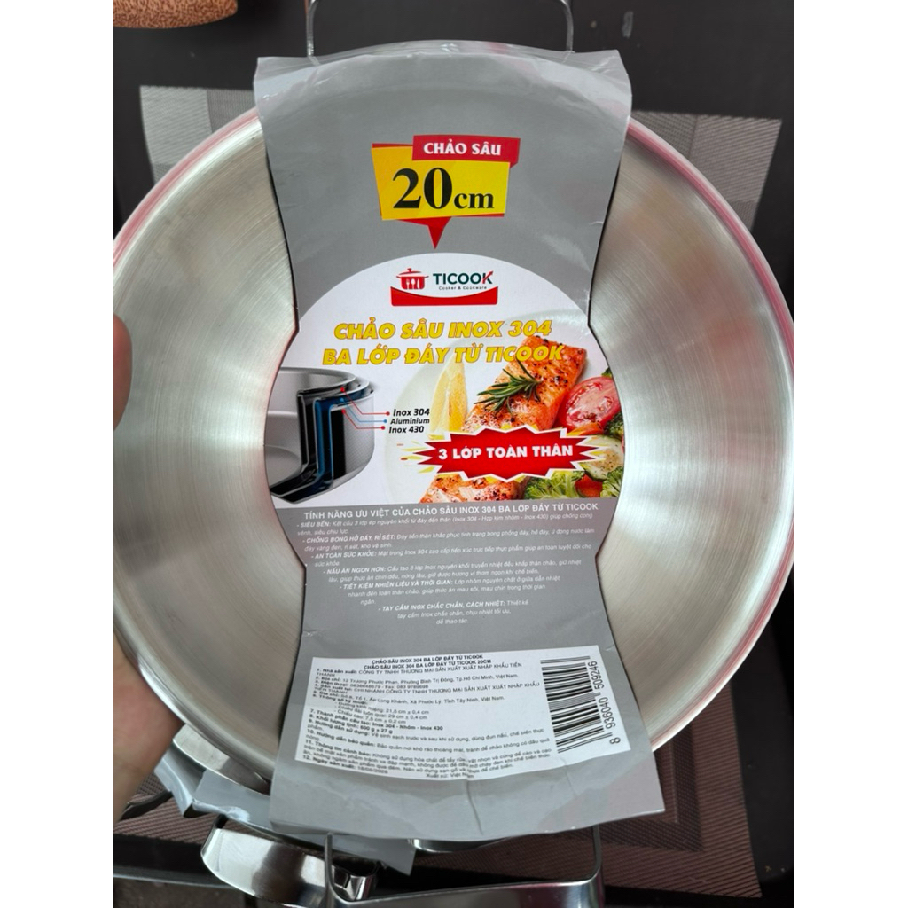 Chảo Sâu Inox 304 Ba Lớp Đáy Từ Ticook - Chảo 2 quai sâu 3 lớp 304 toàn thân Cao Cấp | BigBuy360 - bigbuy360.vn