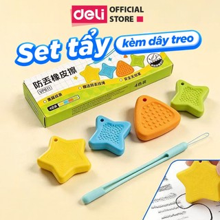 Set Gôm Tẩy Có Dây Treo Deli Gôm Tẩy Chì Siêu Sạch Ít Vụn Hình Ngôi Sao Dễ Thương Hình Dễ Thương Cho Học Sinh Tiểu Học