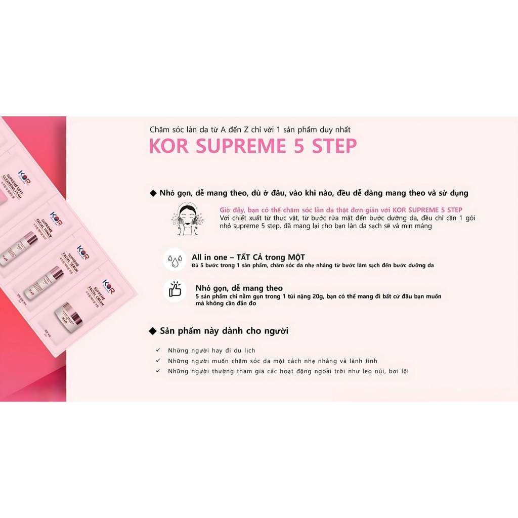 Bộ Kit Du Lịch Chăm Sóc Da Gồm 5 Sản Phẩm Của KOR