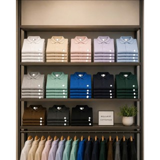Áo polo nam cotton pique form suông nhẹ logo basic , áo thun nam có cổ basic bigsize 95kg