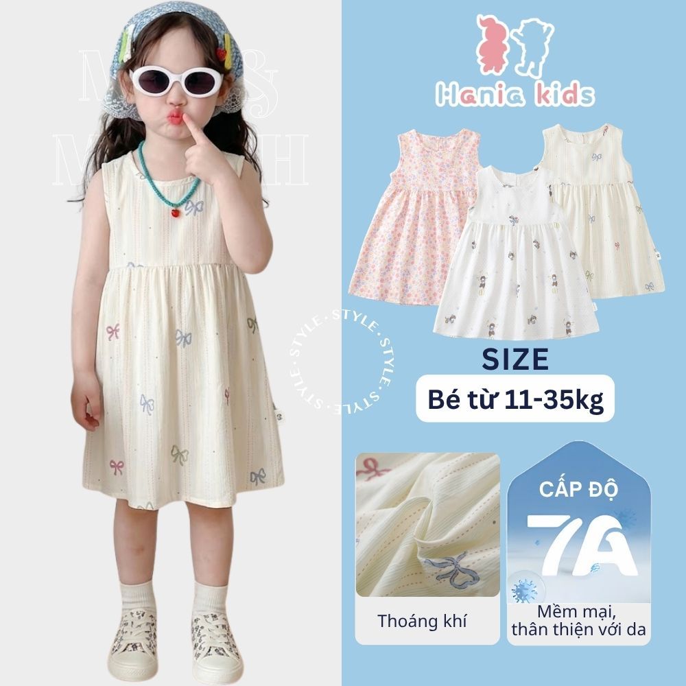 Váy Sát Nách Bé Gái, Váy Mặc Hàng Ngày Cho Bé Họa Tiết Dễ Thương Chất Liệu Cotton Mềm Mại